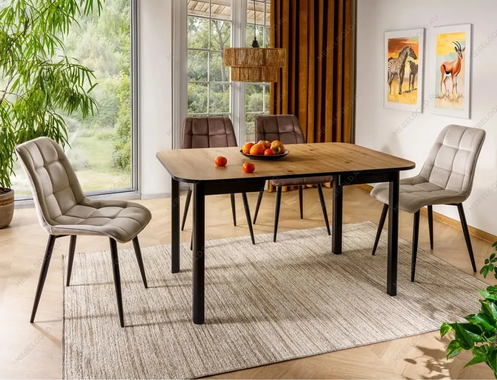 Стол обеденный Signal DANTE II 90 раскладной (дуб артизан/черный) | изображение 2