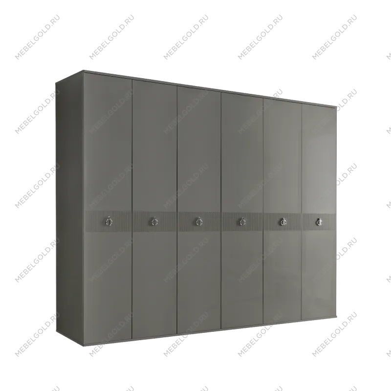 Шкаф 6-ти дверный Римини СОЛО (Серый/Серебро) РМШ2/6(s)