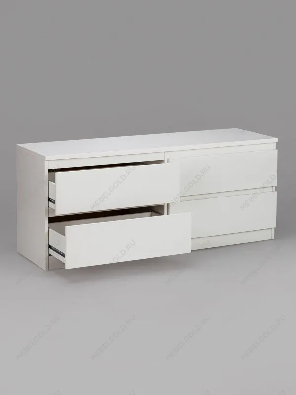 Тумба для ТВ Кастор, 4 ящика, 130х40х54 см, белая | изображение 9