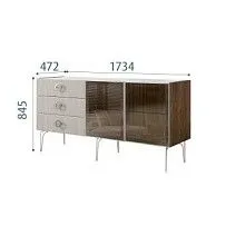 Комод 1.6м Bogemia Woodline Fi (Шелк) (Novabuk/Хром) БМКМ-4[5]