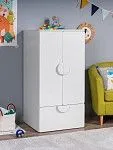 Шкаф распашной Пикси, с двумя дверьми, полкой и выдвижным ящиком 60х57х120, белый (робкий подснежник) | изображение 1