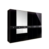 Шкаф 6-ти дверный с зеркалом, с ящиками Римини СОЛО (Черный/Серебро) РМШ1/61(s)