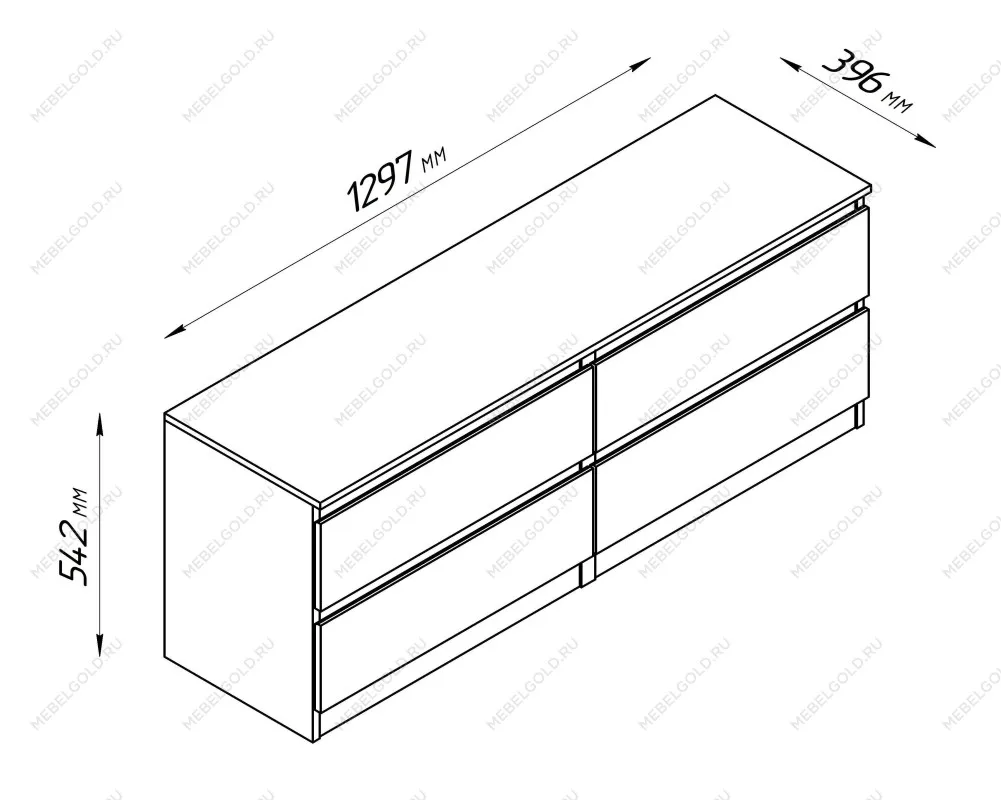 Тумба для ТВ Кастор, 4 ящика, 130х40х54 см, белая | изображение 17