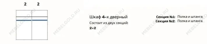 Шкаф Патрисия 4-дверный (2+2) с зеркалом крем корень глянец | изображение 4