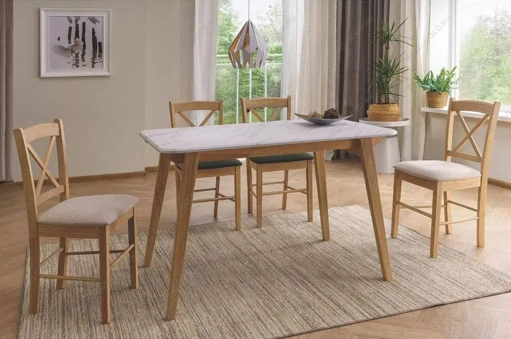 Стол обеденный Signal MARCUS 120 (эффект белого мрамора/дуб) | изображение 1