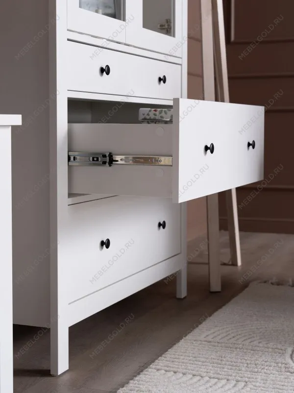 Шкаф с витриной Сага, 90х41х215 см, белый/ясень | изображение 9