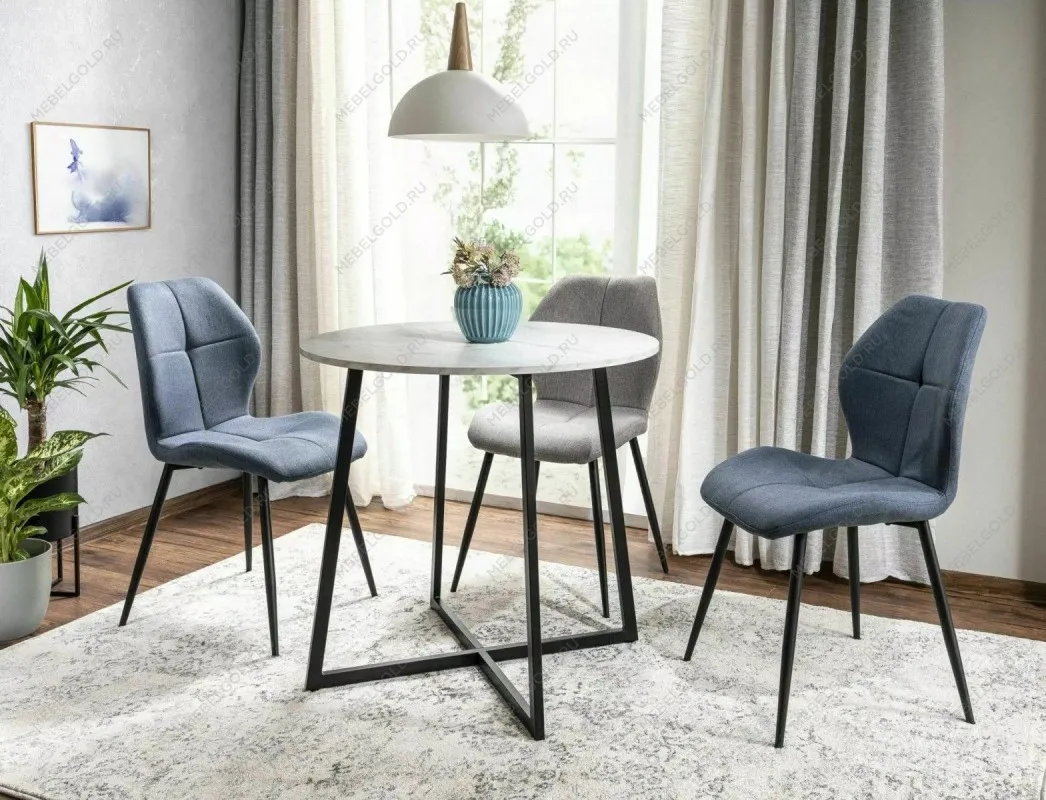 Стол обеденный Signal LUNA 90 (белый мрамор/черный) | изображение 2