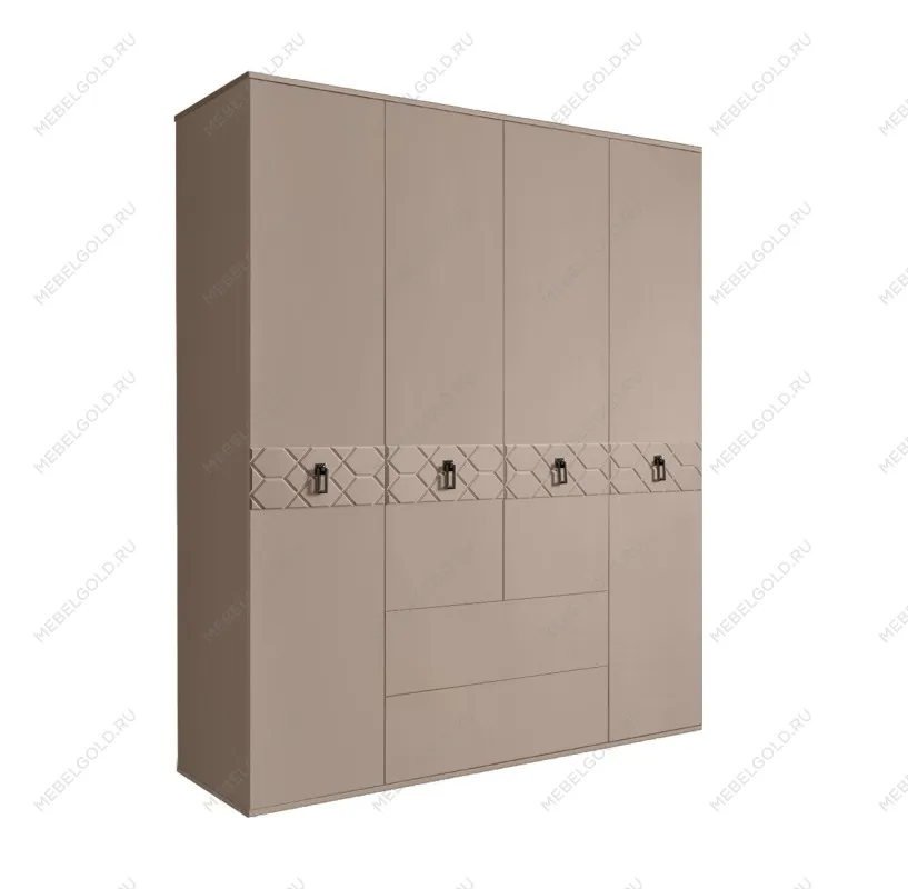 Шкаф 4-х дверный с ящиками, Bogemia Farfalle (Мокка/Черный) БМШ2/41(Fa)