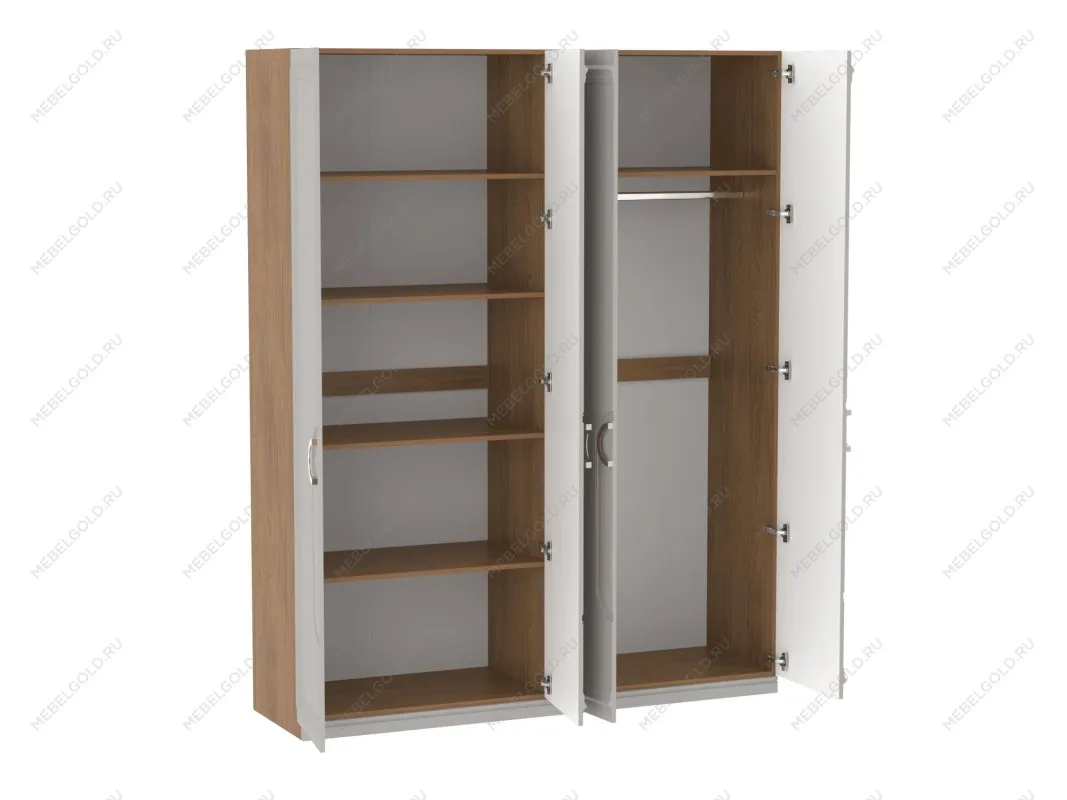 Шкаф 4-дверный с доп. полками, Палермо (1800*537*2284) Дуб Каселла коричневый/Экокожа Мокко | изображение 1