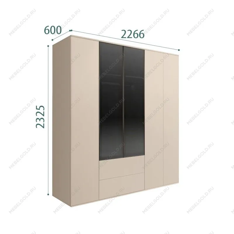 Шкаф 5-ти дв. с ящиками Bogemia Air (Ваниль/Черный) БМШ2/52(2)