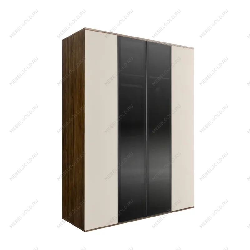 Шкаф 4-х дв. Bogemia Woodline Air (Слоновая кость/Черный) БМШ2/42(2)