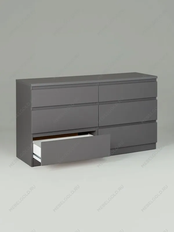 Комод Кастор, 6 ящиков, 129х40х71 см, серый | изображение 12