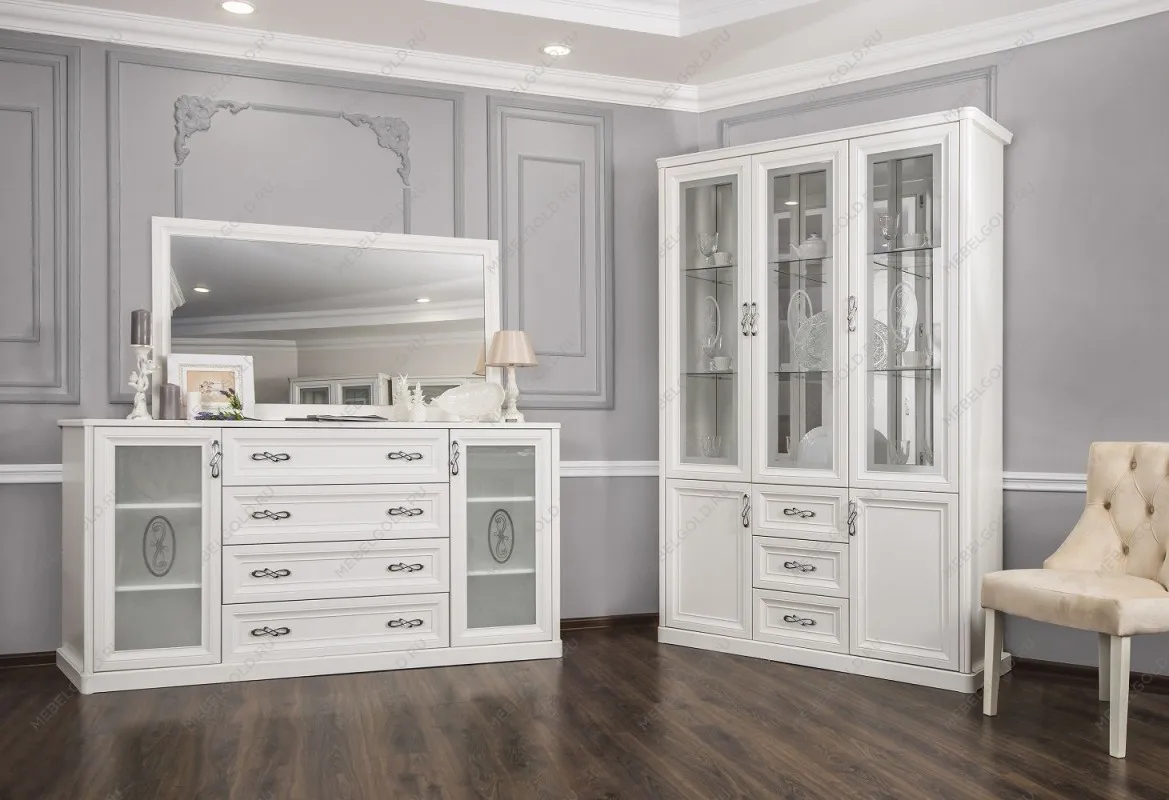 Гостиная Мишель 1+комод+зеркало+1 белый матовый | изображение 2