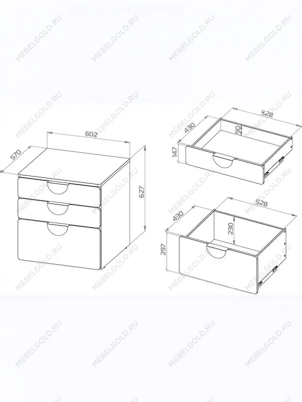 Комод Пикси, 3 ящика 60x57x60, озорной василек | изображение 10