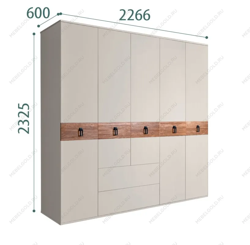 Шкаф 5-ти дверный с ящиками, Bogemia Wood Fa (Шелк/Черный) БМШ2/51(Wo)