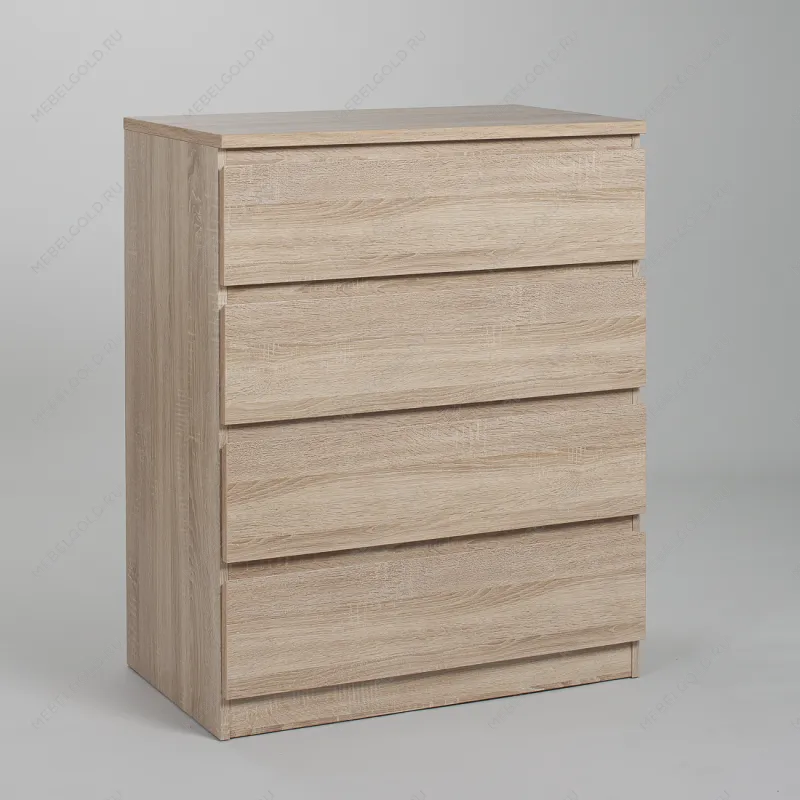 Комод Мальта, 4 ящика, с доводчиками, 80х48х98 см, дуб сонома