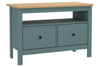 Тумба Сага, 2 ящика, 91х42х63 см, темно-бирюзовая/ясень