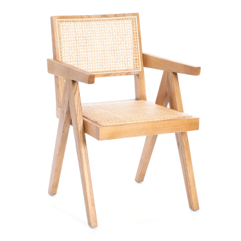 Кресло LOKI, дерево вяз/ротанг, Груша (№3), 50х50х84 см