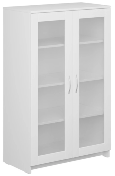 Тумба Сириус, 2 двери со стеклом, 78х41х124 см, белая