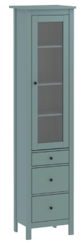 Шкаф с витриной Сага, 50х41х215 см, темно-бирюзовый