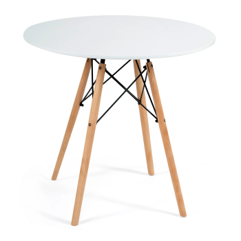 Стол CINDY NEXT (mod. 70-80 MDF), металл/мдф/бук, белый/натуральный, D70х75см