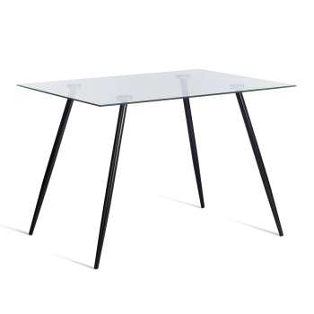 Стол SOPHIA (mod. 5003), металл/стекло (8мм), черный / прозрачный, 110 х 80 х 75 см