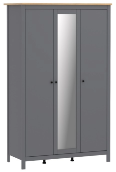 Шкаф распашной Сага, 3 двери, 132х64х215 см, серый/ясень
