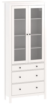 Шкаф с витриной Сага, 90х41х215 см, белый