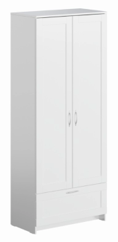 Шкаф Сириус узкий, с выдвижной вешалкой, 2 двери и 1 ящик, 78х41х190 см, белый
