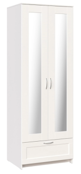 Шкаф Сириус, 2 двери и 1 ящик с зеркалом, 78х59х220 см, белый