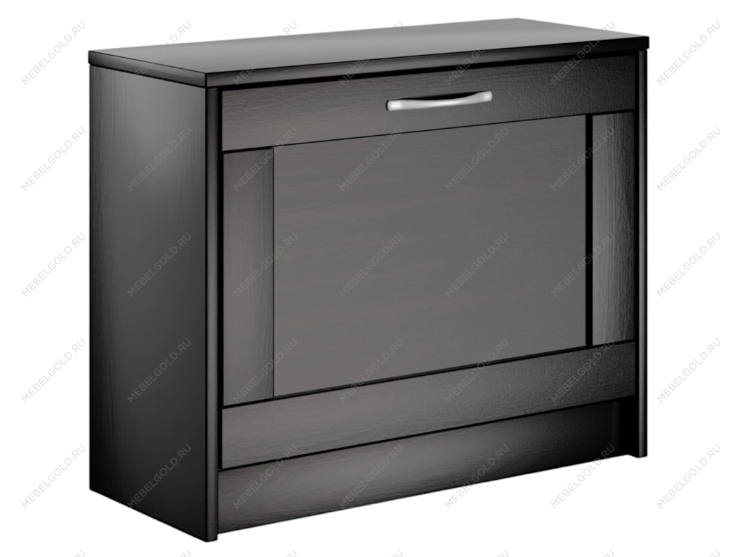 Обувница Сириус с 1 откидным ящиком, 60 х 25 х 49 см, черно-коричневая, ЛДСП, дуб венге