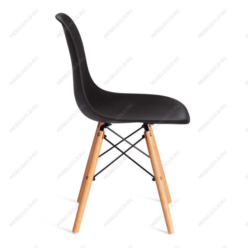 Стул CINDY (EAMES) (mod. 1801), дерево бук/металл/сиденье пластик, 45x51x82 см, Black (черный) | изображение 2