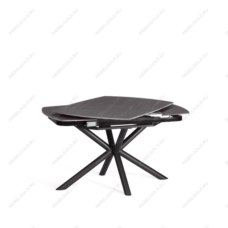 Стол обеденный Winston/Винстон, столешница керамика (матовая) /опоры металл, темно-серый/черный, (120+30+30)x80x75(+1) см | изображение 4