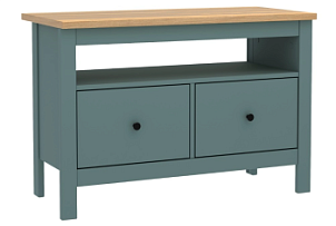 Тумба Сага, 2 ящика, 91х42х63 см, темно-бирюзовая/ясень