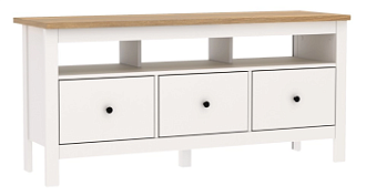 Центральный склад - Тумба ТВ Сага, 3 ящика, 131х42х63 см, белая/ясень
