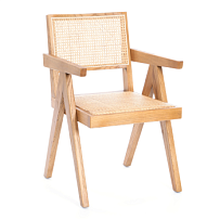 Кресло LOKI, дерево вяз/ротанг, Груша (№3), 50х50х84 см