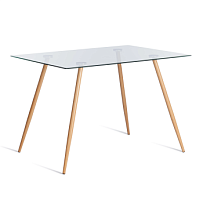 Стол SOPHIA (mod. 5003), металл/стекло (8мм), бук/прозрачный, 110 х 80 х 75 см