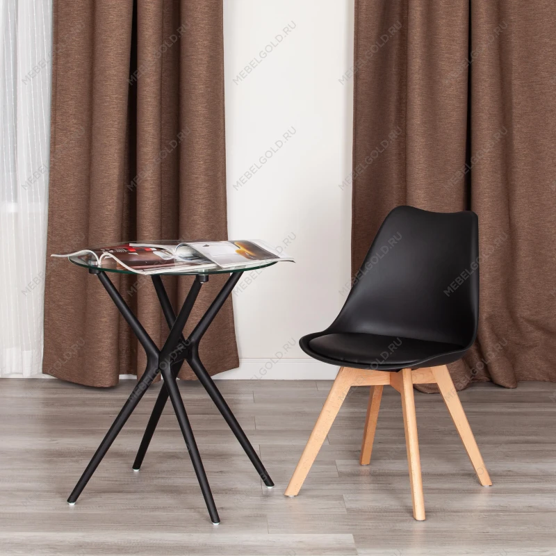 Стул TULIP (mod. 73-1), дерево/пластик/экокожа, 47,5x55x80 см, Черный (Black) | изображение 8
