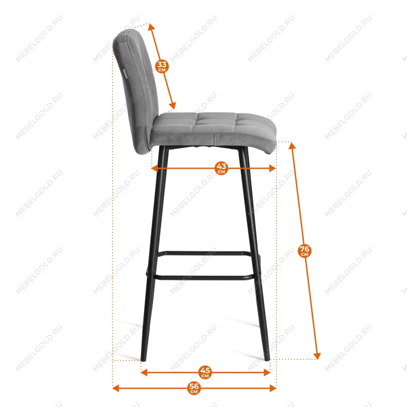 Барный стул Medeo/Медео, экокожа, черный, 45х56х113 см | изображение 12