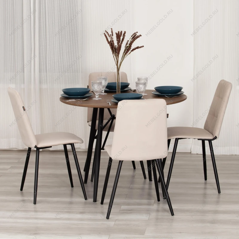 Стул обеденный Asti, TREND, велюр, бежевый/черный, 7, 50х55х93 | изображение 9