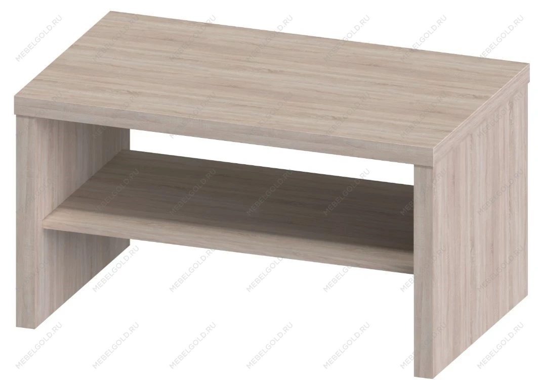 Стол журнальный Энкель, с полкой, 82x50x45 см, дуб беленый