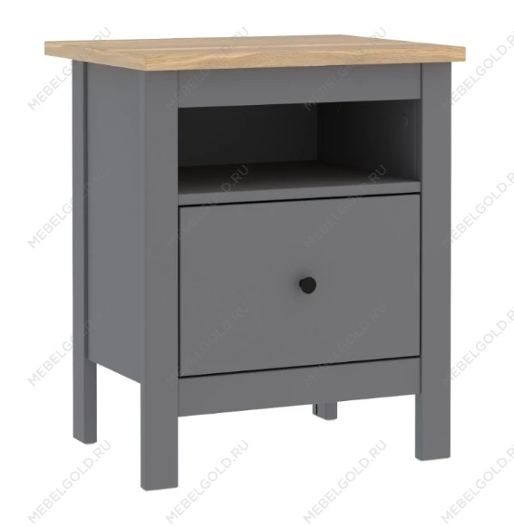 Тумба прикроватная Сага, с доводчиками, 51х41х62 см, серая/ясень
