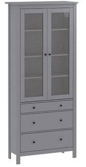 Лобня - Шкаф с витриной Сага, 90х41х215 см, серый