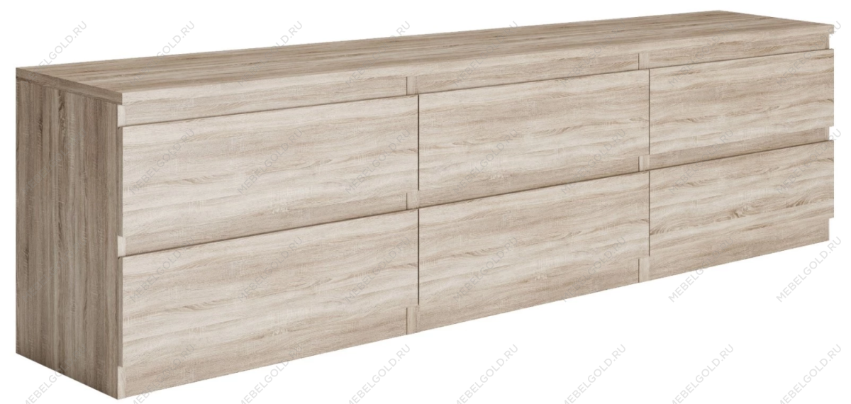 Тумба для ТВ Кастор, 6 ящиков, 194х40х54 см, дуб сонома