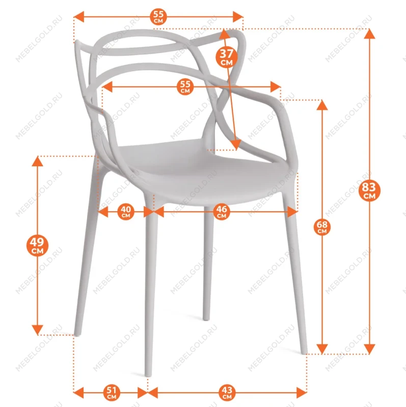 Стул Cat Chair (mod. 028), пластик, 53 x 59 x 82,5 см, белый (White C0057) | изображение 8