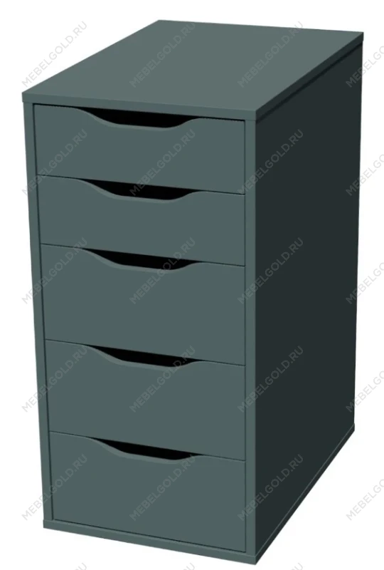 Комод Ингар, 5 ящиков, 36x71x53 см, серо-бирюзовый