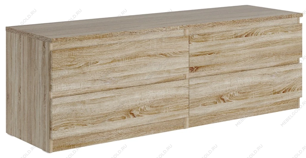 Комод Мальта, 4 ящика, горизонтальный, с доводчиками, 160х48х54 см, дуб сонома