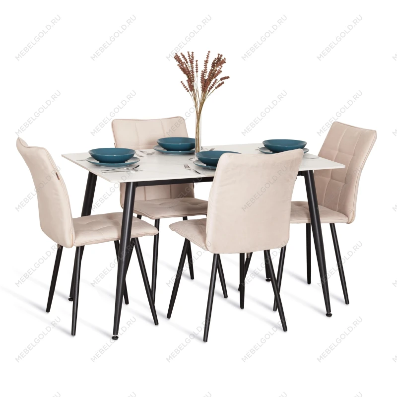 Стул обеденный Bari, LT, велюр, бежевый/черный, 7, 41х55х89 см | изображение 9