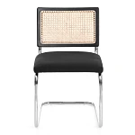 Стул MANI, дерево вяз, ротанг/ткань лен, металлический каркас, черный, 46х46х78 см | изображение 4