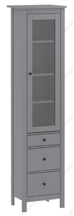 Шкаф с витриной Сага, 50х41х215 см, серый